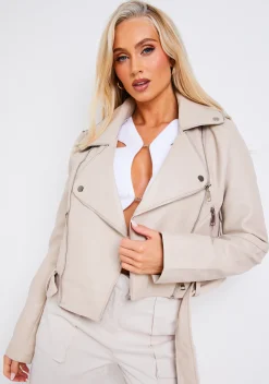 Lexi Cream Faux Leather Jacket^Missy Empire Cheap