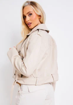 Lexi Cream Faux Leather Jacket^Missy Empire Cheap