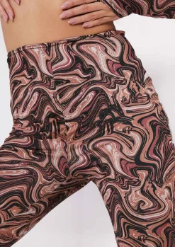 Cheap Lianna Brown Print High Waisted Flared Trousers Co-Ord Women Trousers