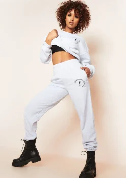 Online Lila Grey Unapologetically Female Slogan Oversized Tracksuit Joggers Women Loungewear