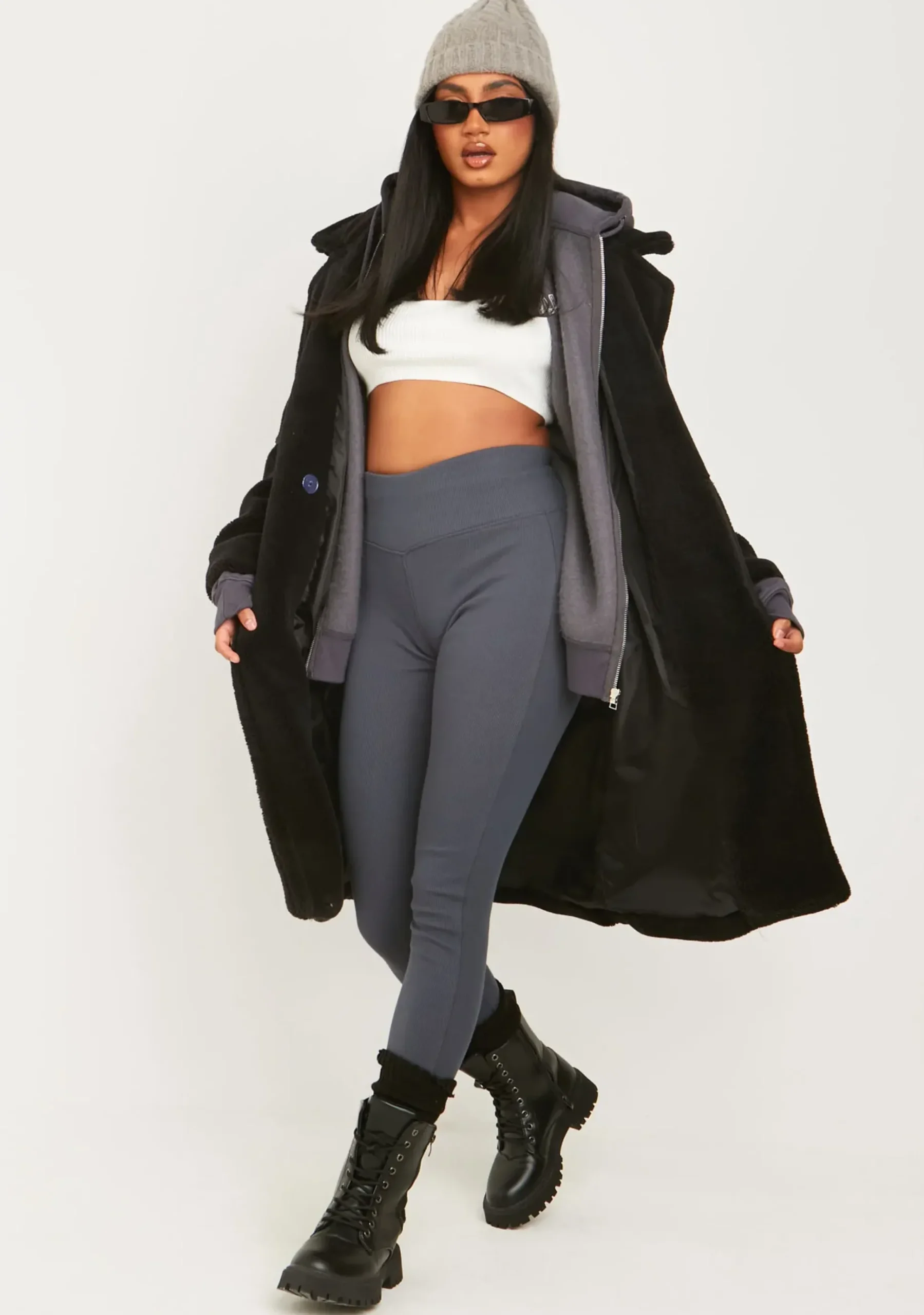 Discount Lillian Charcoal Thick Rib Legging Women Loungewear