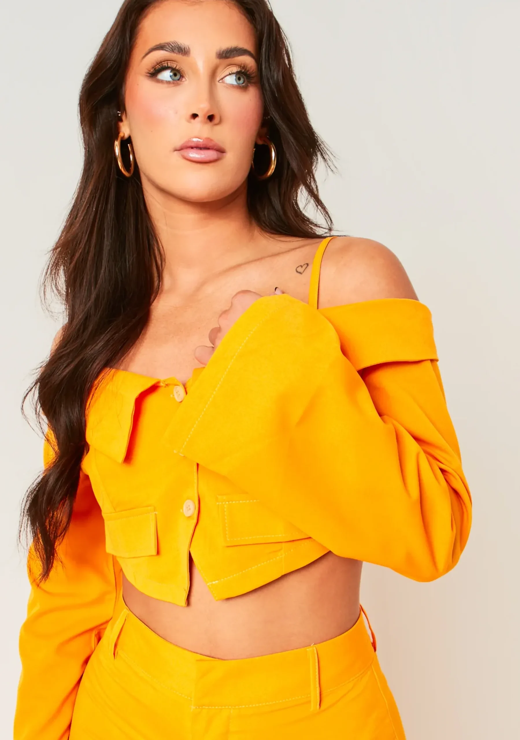 Liora Orange Fold Over Tailored Long Sleeve Top^Missy Empire Discount