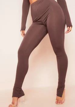 New Lola Chocolate Split Hem Leggings Women Loungewear