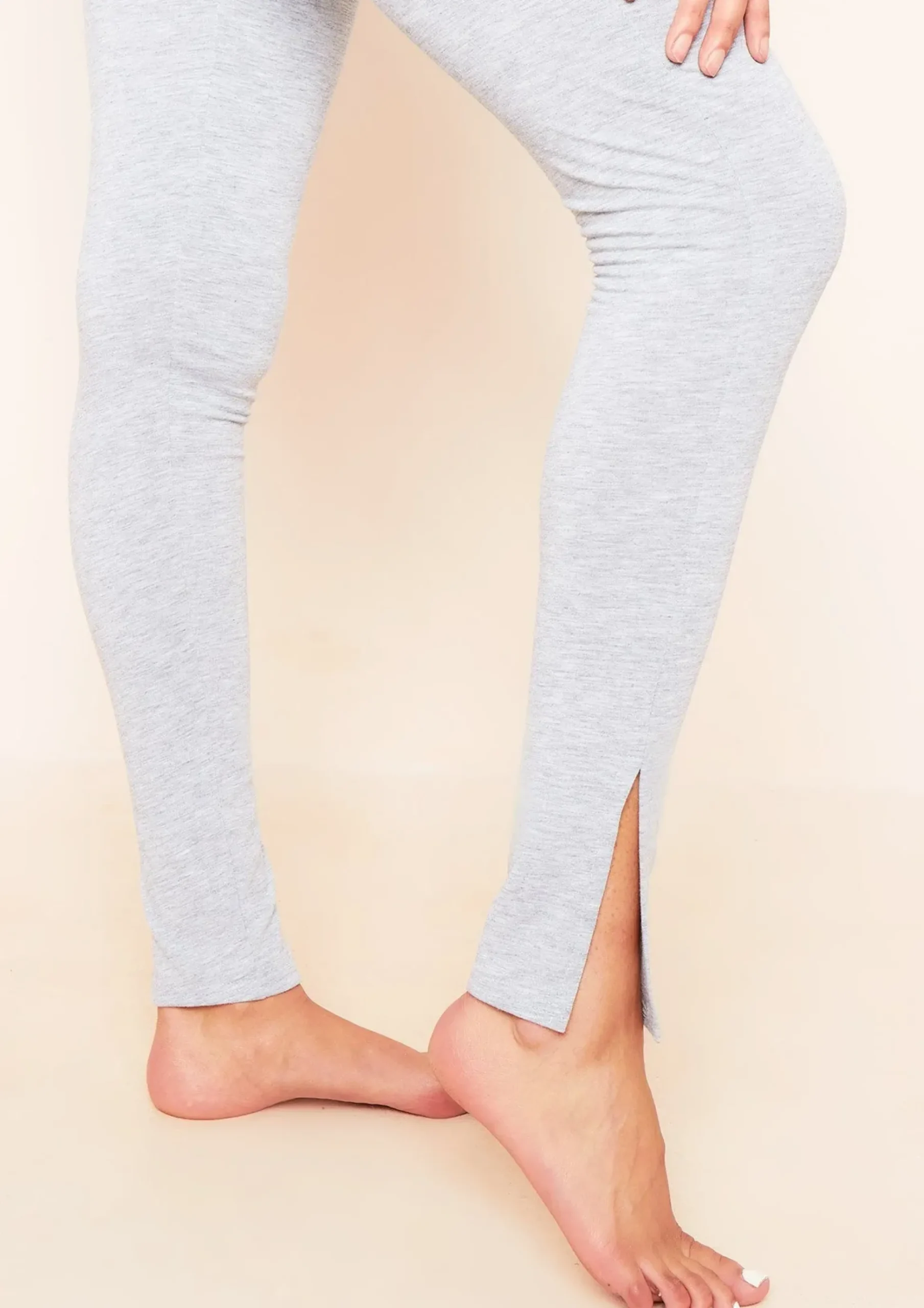 Cheap Lola Grey Split Hem Leggings Women Loungewear
