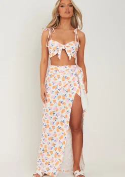 Lola Floral Printed Tie Front Strappy Crop Top Bralet^Missy Empire Discount