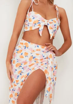 Lola Floral Printed Tie Front Strappy Crop Top Bralet^Missy Empire Discount