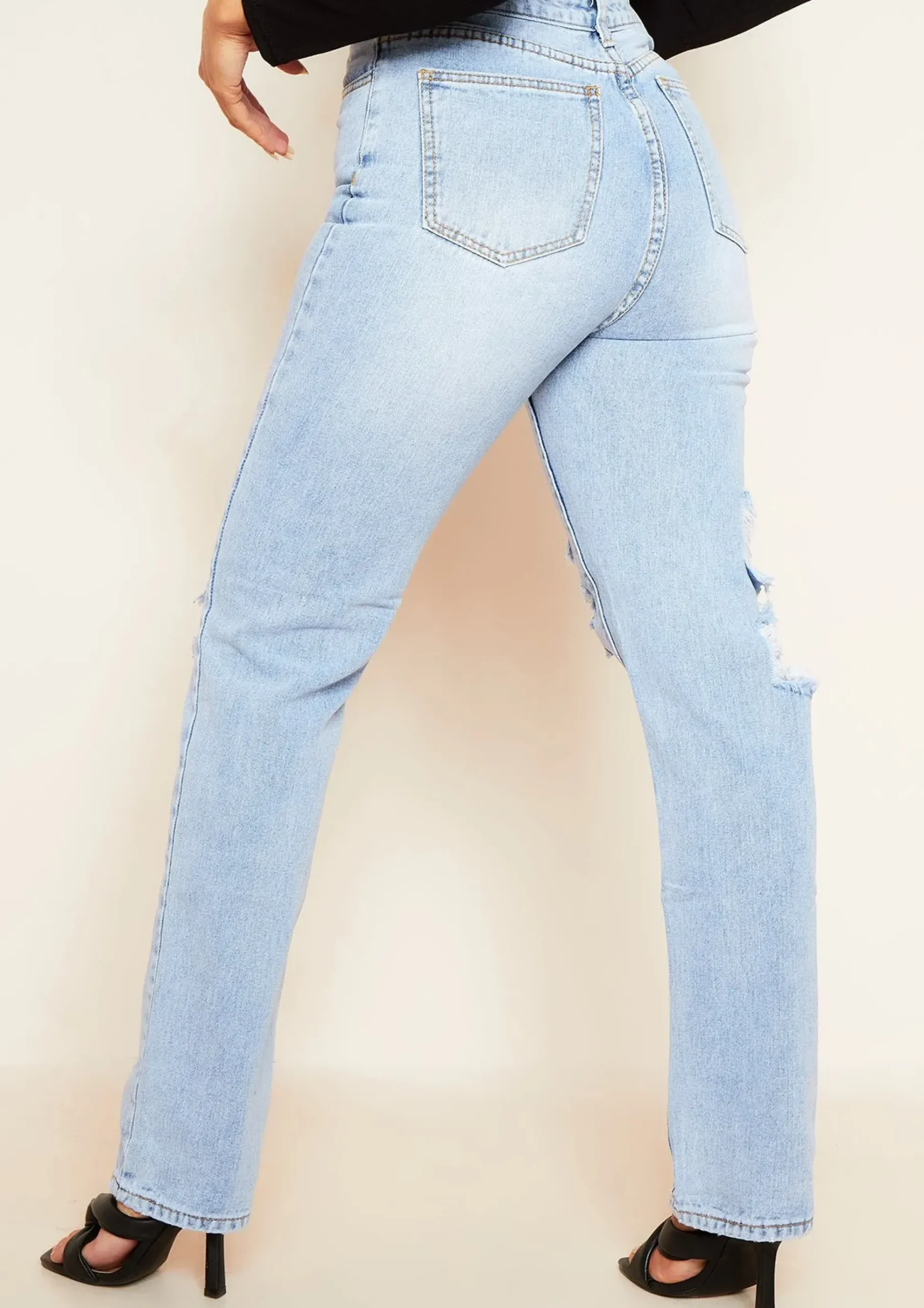 London Light Wash Ripped Jeans^Missy Empire Hot