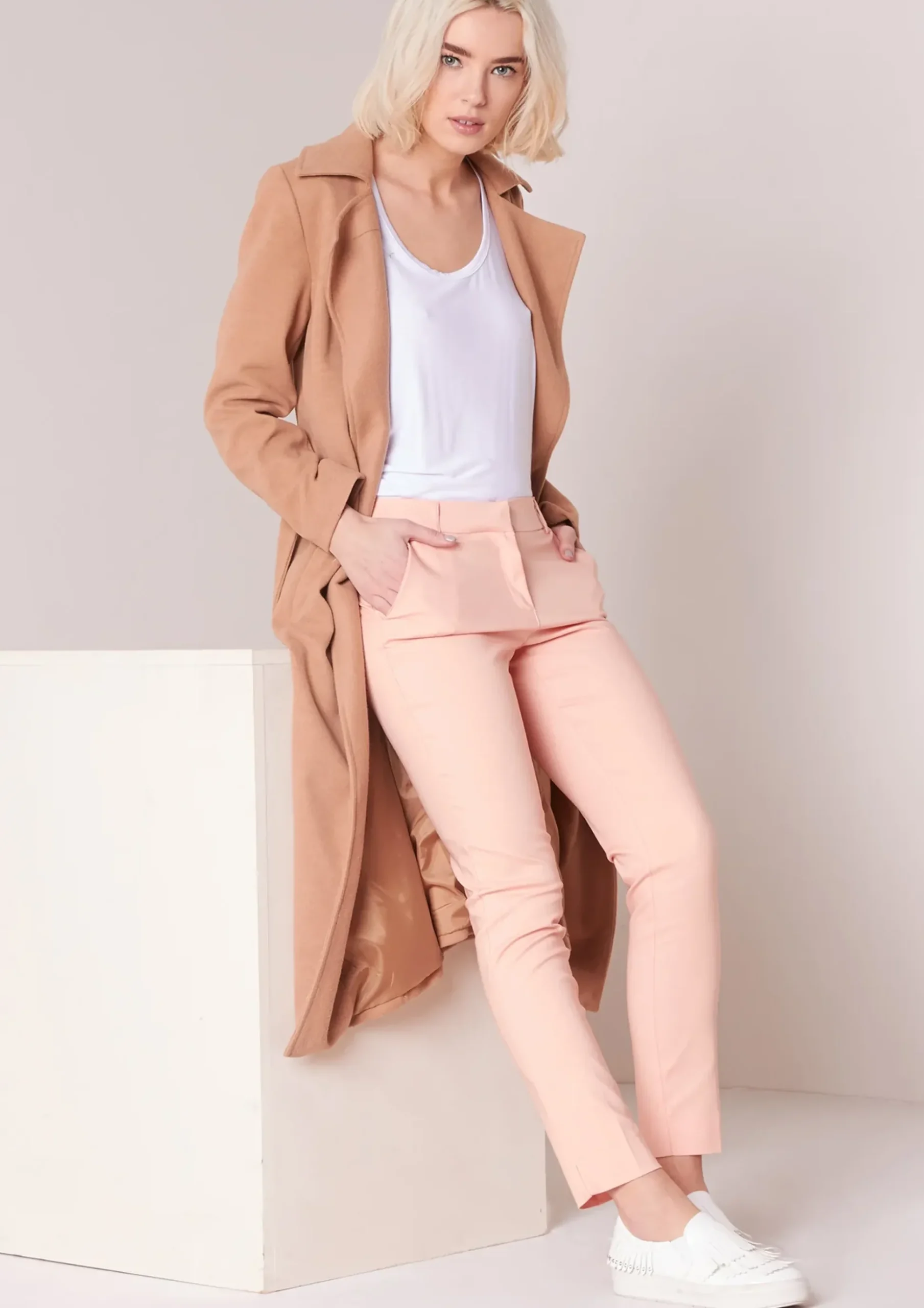 Sale Lorah Pink Tailored Cigarette Trousers Women Trousers