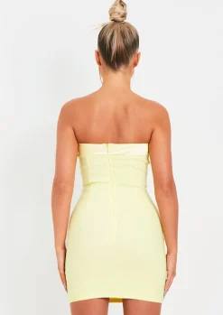 Flash Sale Lorena Lemon Satin Trim Bandeau Mini Dress Women Dresses