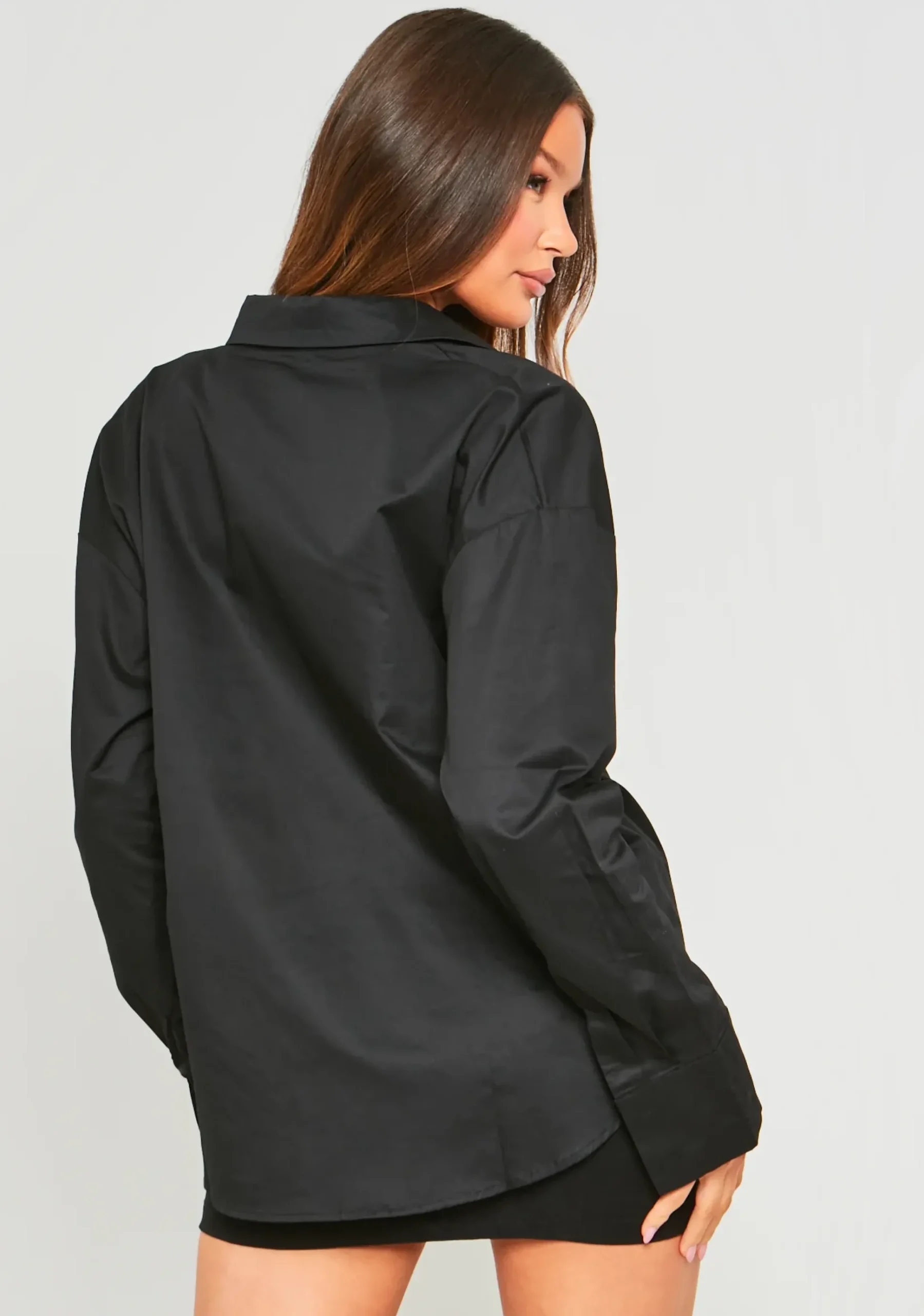 Lottie Black Oversized Shirt With Pocket Detail^Missy Empire Cheap