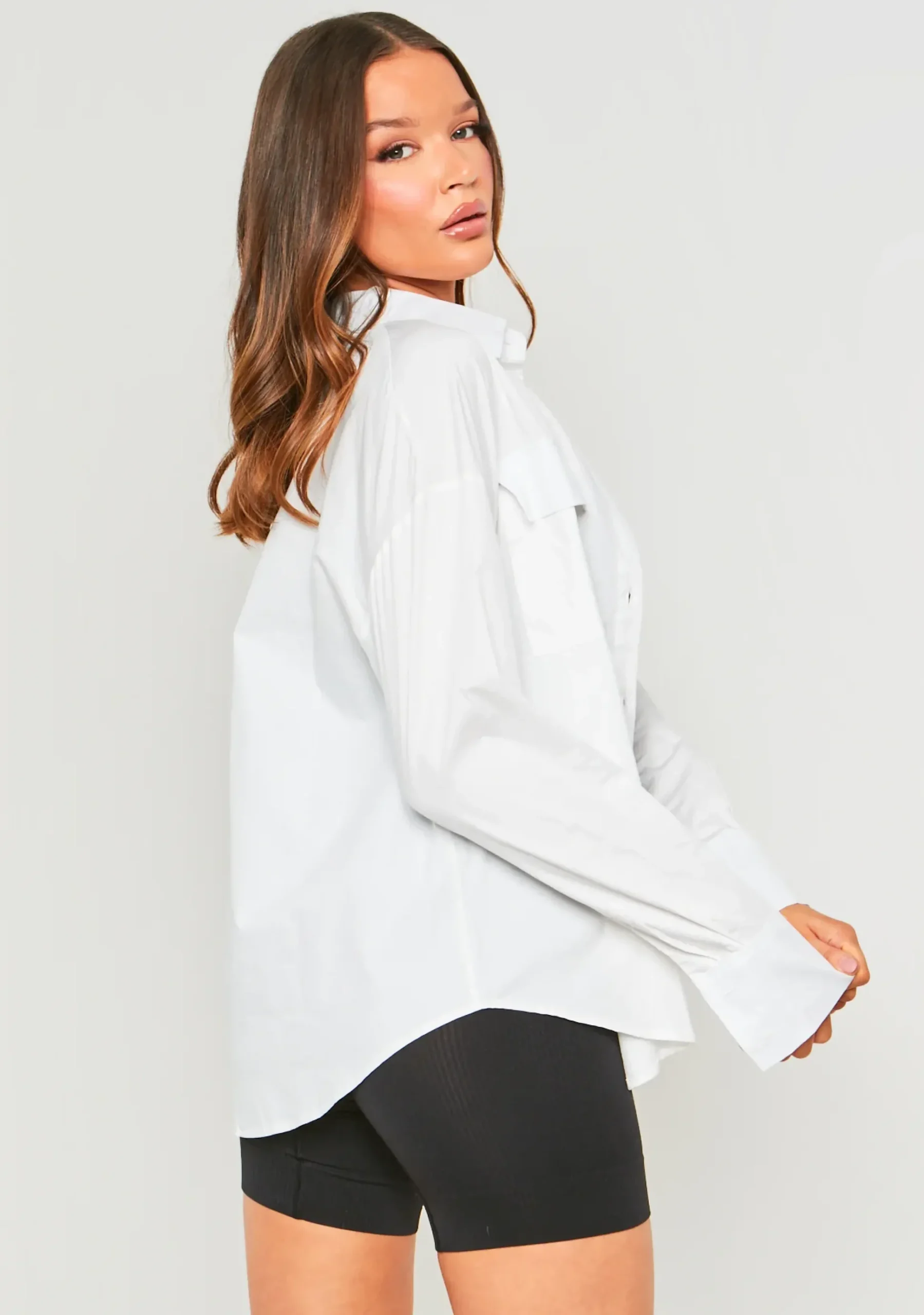 Lottie White Oversized Shirt With Pocket Detail^Missy Empire Sale