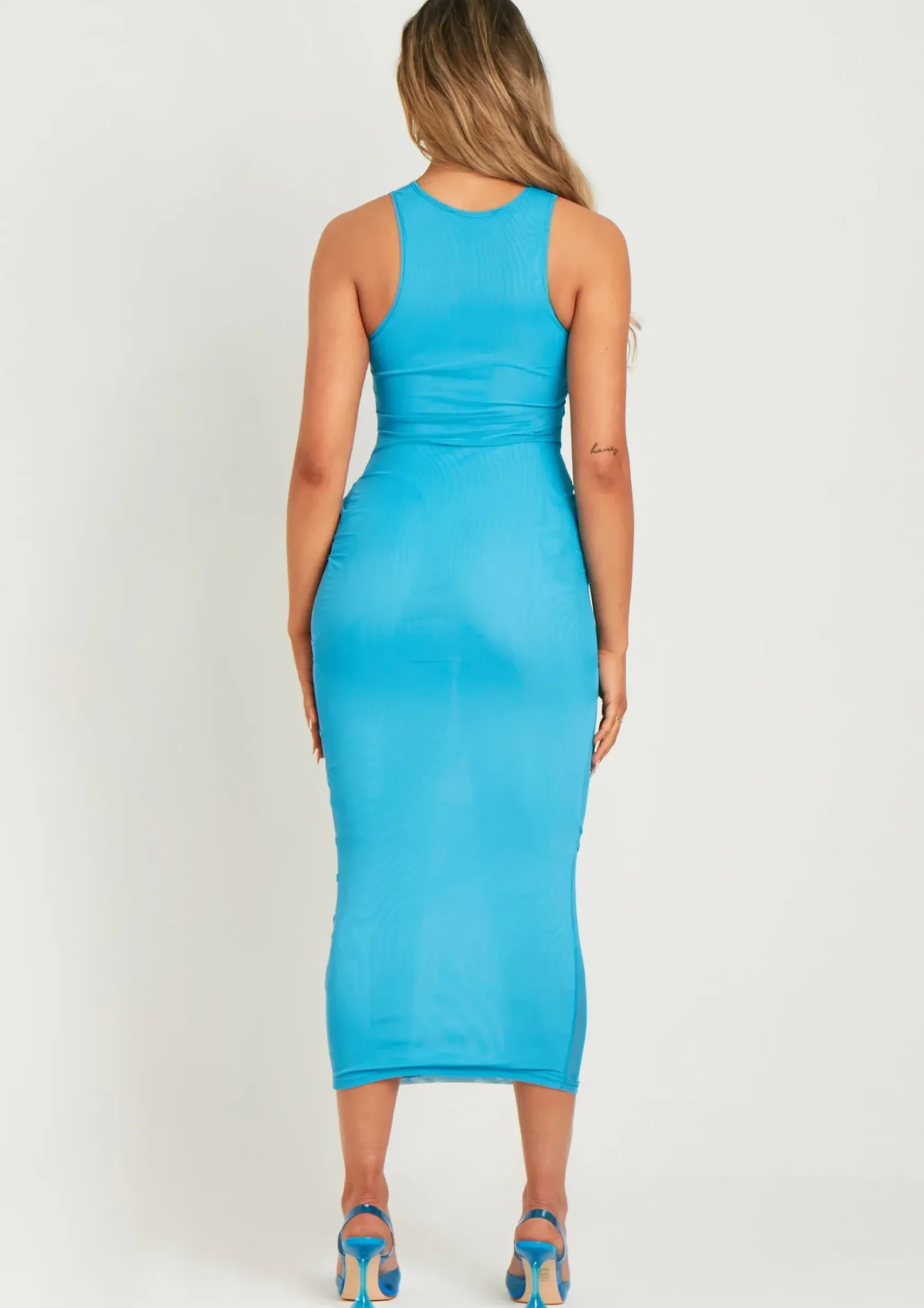Flash Sale Lucy Blue Mesh Cut Out Maxi Dress Women Dresses