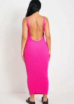 Store Luella Pink Rib Knit Midi Dress Women Dresses