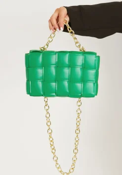 Sale Mabel Green Woven Chain Detail Shoulder Bag Women Bags & Purses
