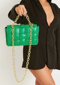 Sale Mabel Green Woven Chain Detail Shoulder Bag Women Bags & Purses