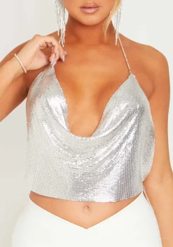 Macie Silver Chain Mail Crop Top^Missy Empire Sale