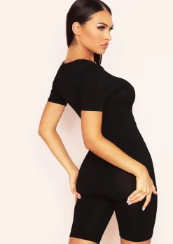 Fashion Madison Black Cycle Shorts All In One Unitard Women Jumpsuits & Playsuits