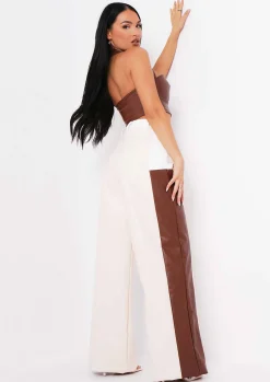 Madison Chocolate Pu Halterneck Crop Top^Missy Empire Best