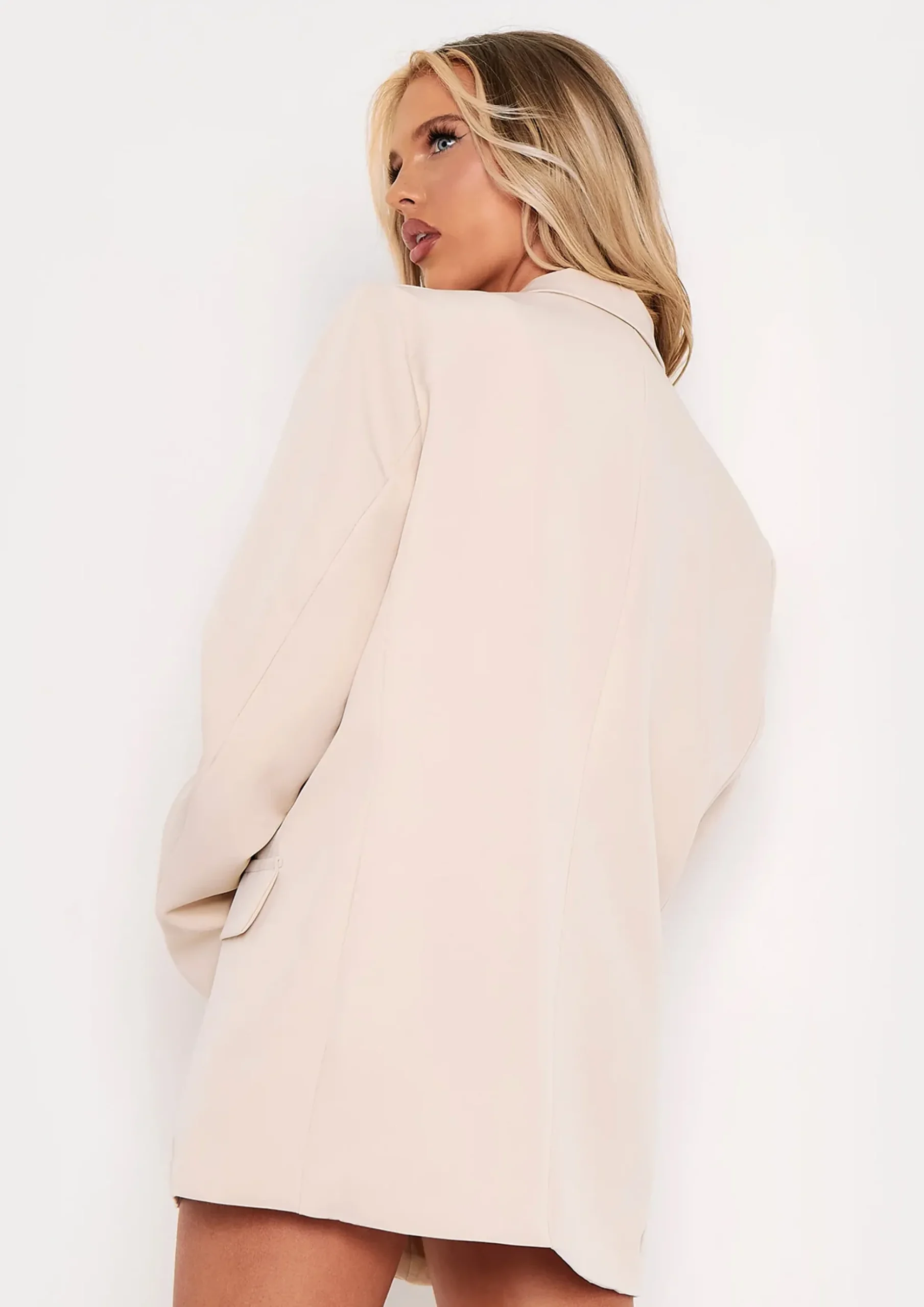 Mae Beige Oversized Boyfriend Blazer^Missy Empire Sale
