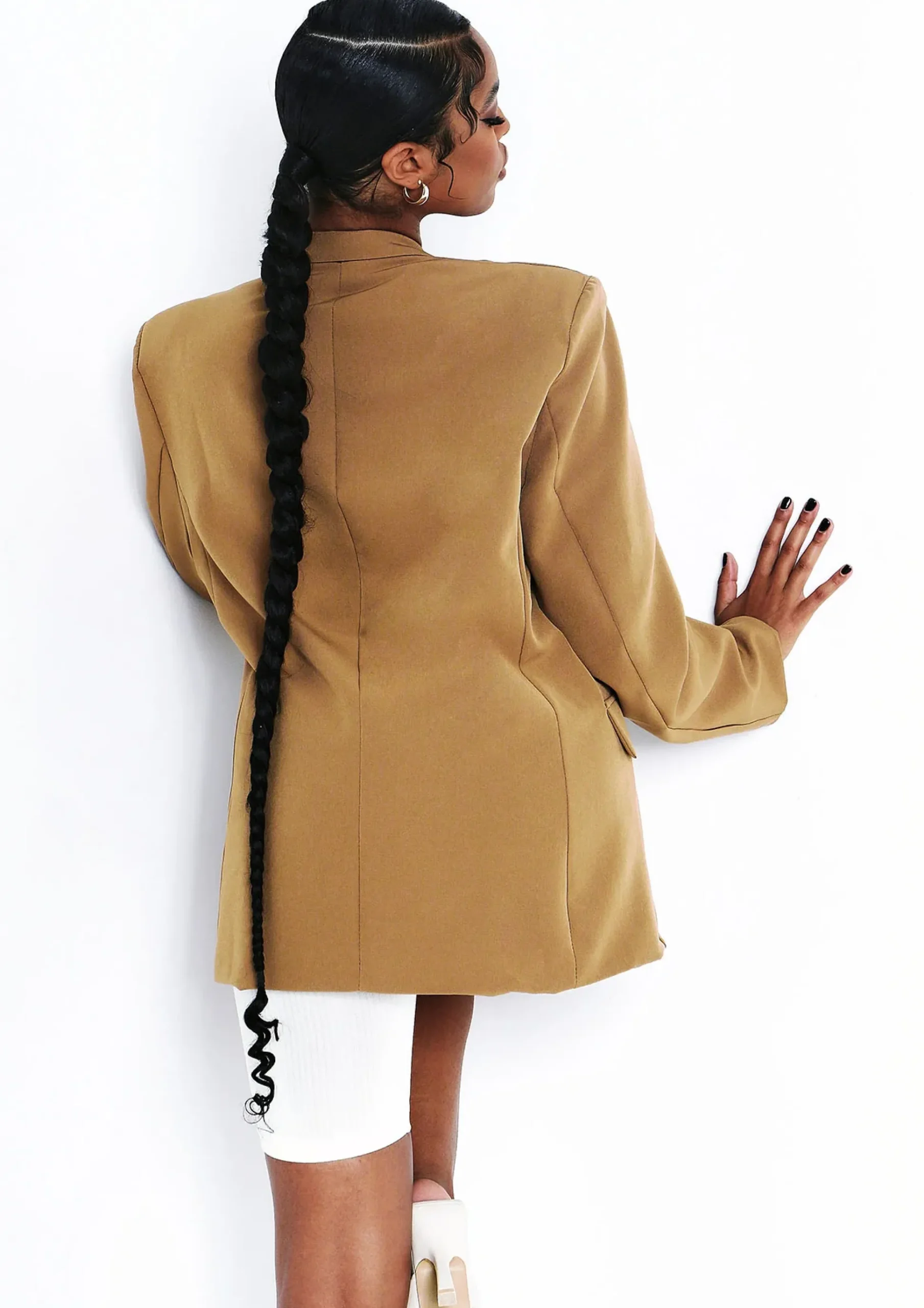 Mae Camel Oversized Boyfriend Blazer^Missy Empire Cheap