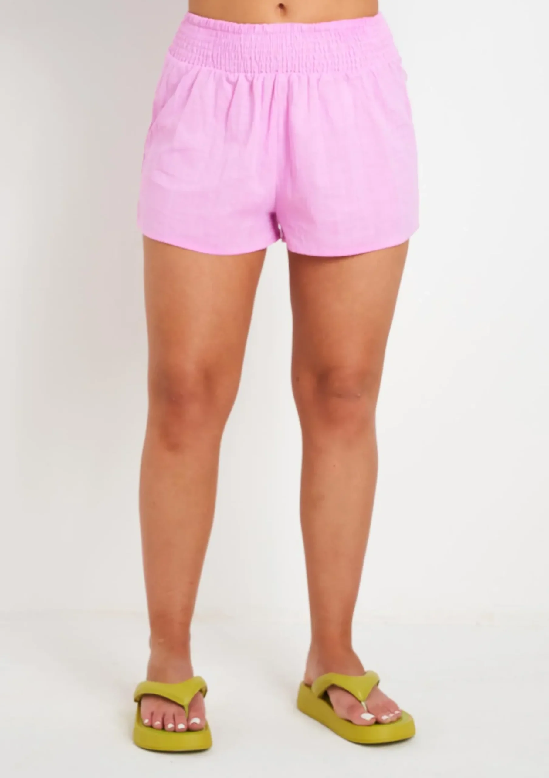 Shop Maleah Lilac Linen Sheered High Waist Shorts Women Shorts