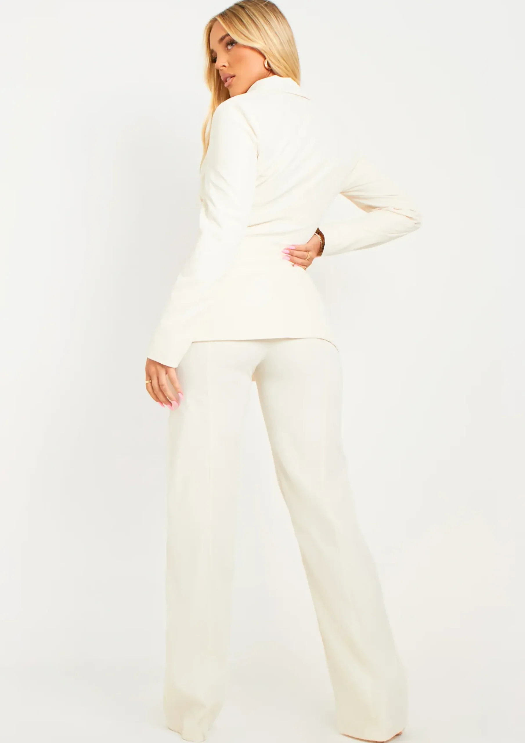 Malika Cream Corset Style Structured Blazer^Missy Empire Best