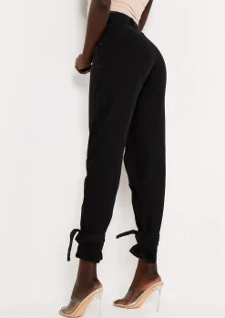 Margot Black Wash Denim Tie Ankle Mom Jeans^Missy Empire Discount