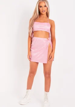 Maria Pink Glitter Ring Detail Mini Skirt^Missy Empire Hot