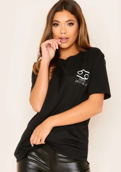Marisol Black Cancer Horoscope T-Shirt^Missy Empire Hot
