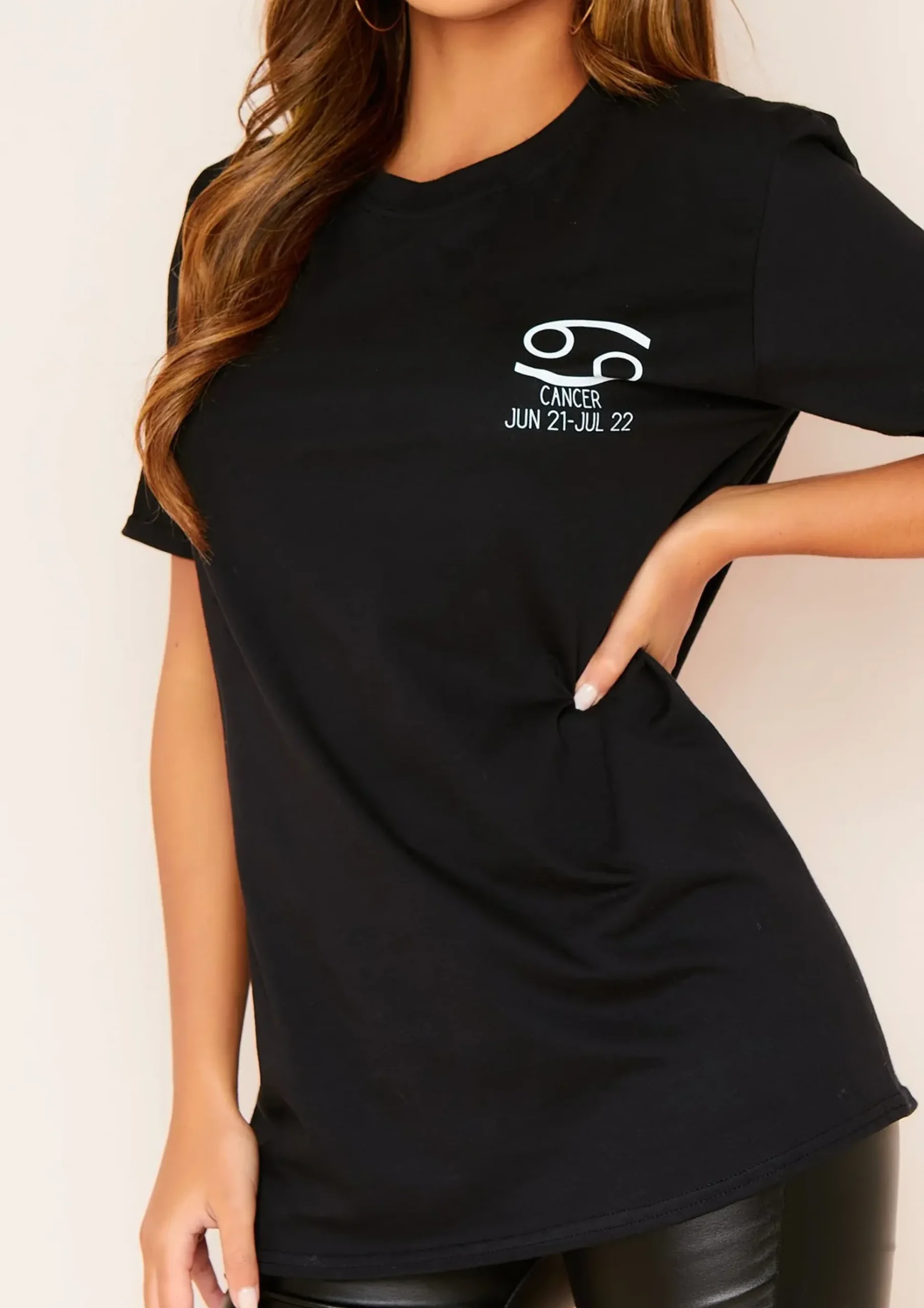 Marisol Black Cancer Horoscope T-Shirt^Missy Empire Hot