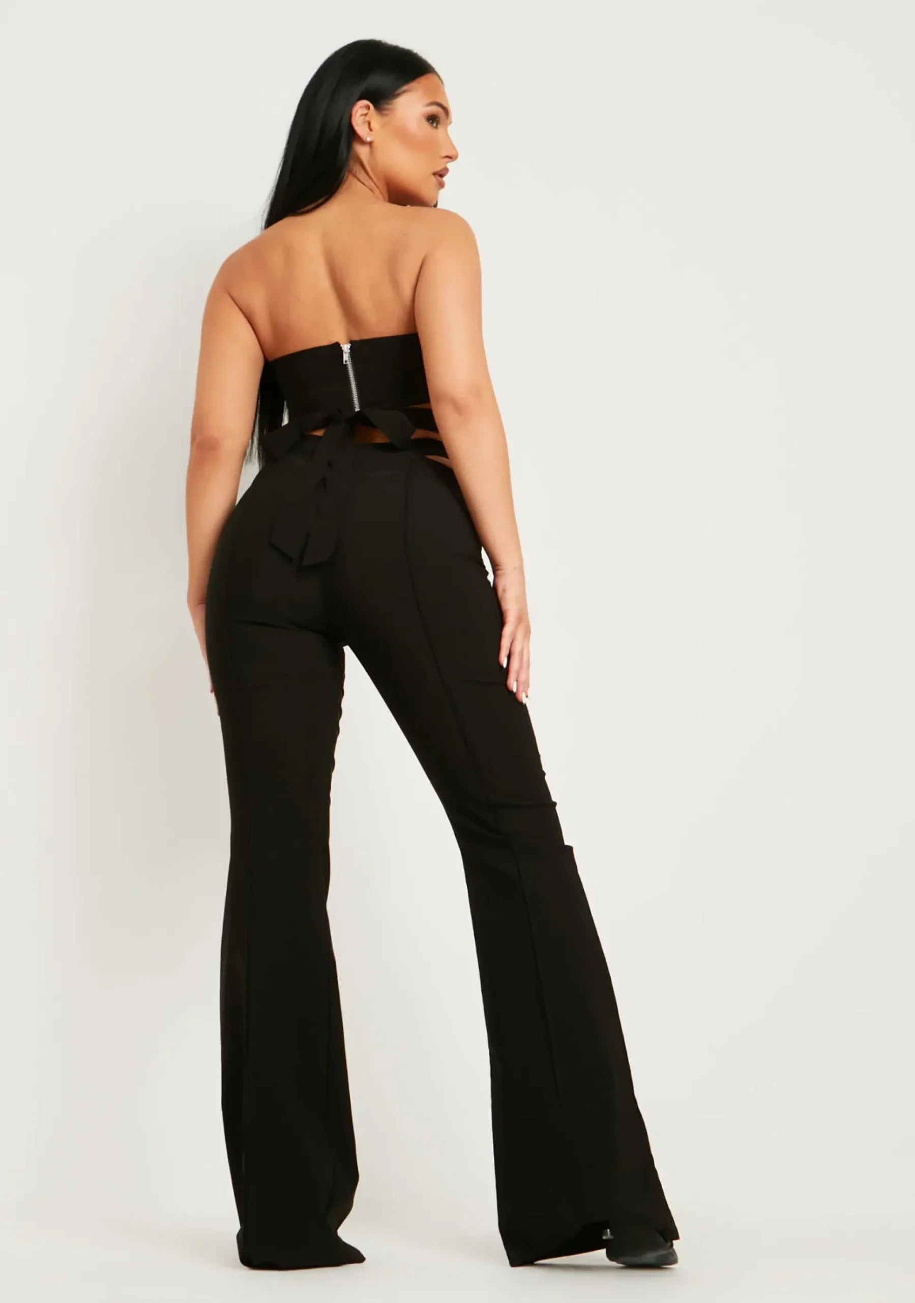 Flash Sale Marlin Black Cut Out Side Wide Leg Trouser Women Trousers