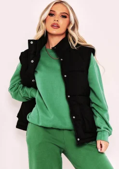 Mary Black Pocket Detail Sleeveless Padded Gilet^Missy Empire Cheap