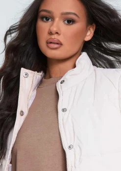 Mary Cream Pocket Detail Sleeveless Padded Gilet^Missy Empire Fashion