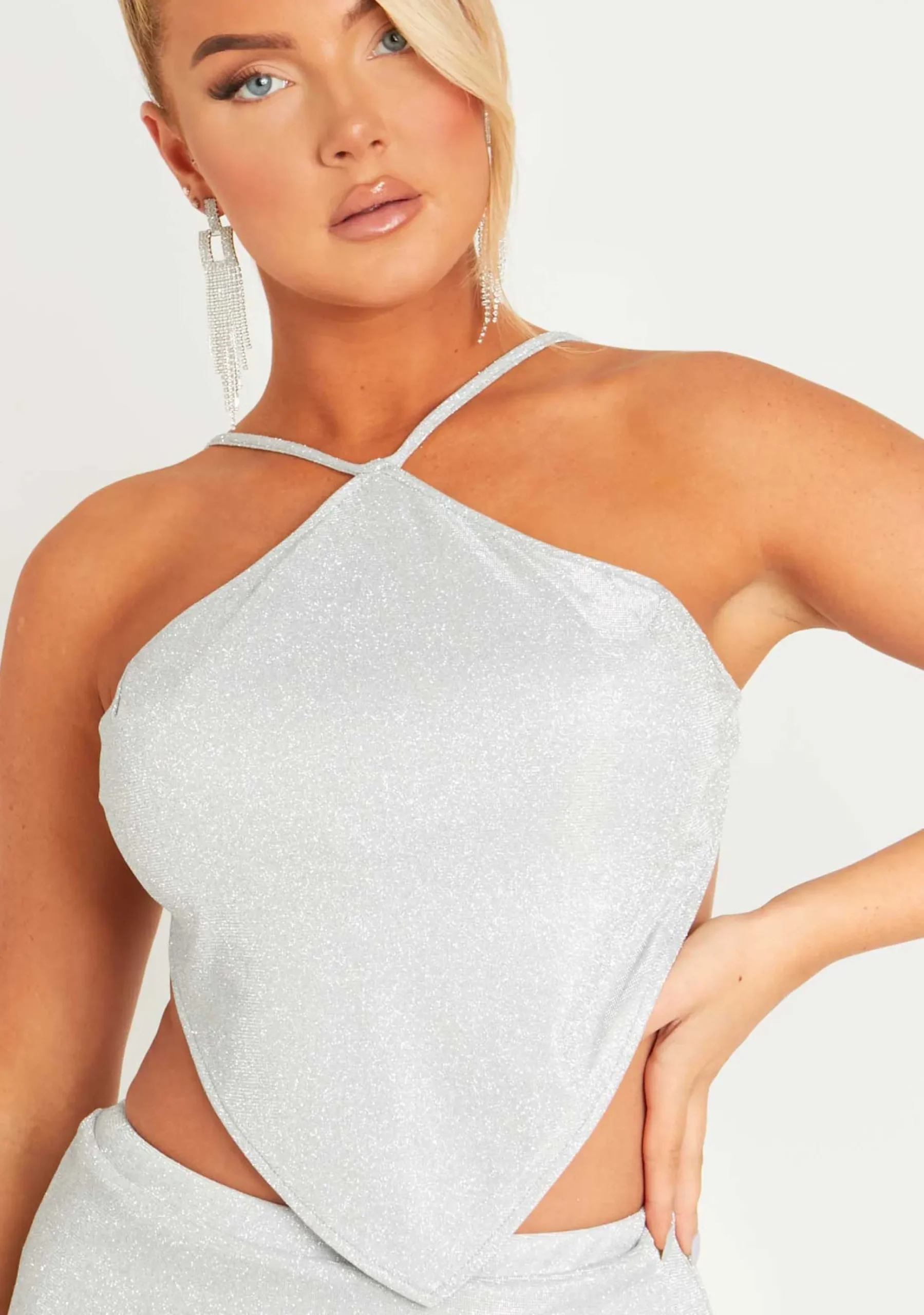 Maryse Silver Glitter Bandana Top^Missy Empire Best Sale