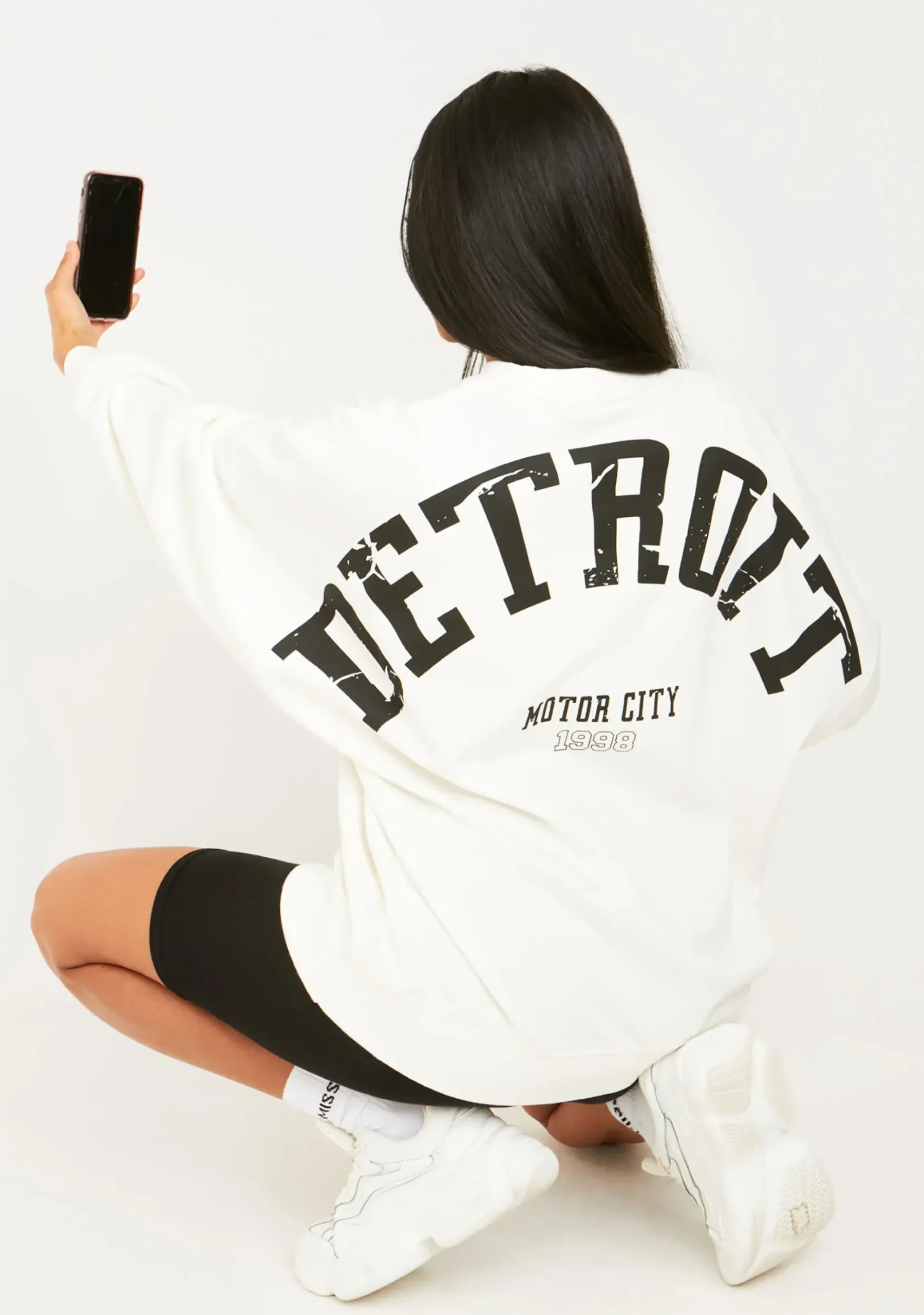 Online Maxine White Detroit Printed Oversized Sweater Women Loungewear