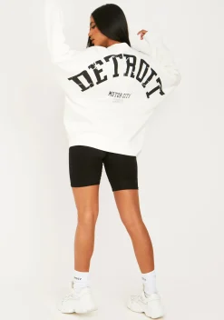 Online Maxine White Detroit Printed Oversized Sweater Women Loungewear