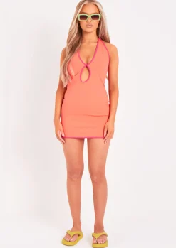 Online Maya Orange Extreme Plunge Ring Detail Mini Dress Women Dresses
