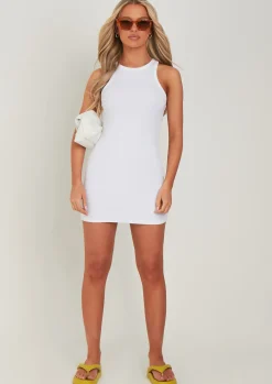 Shop Maya White Racer Ribbed Mini Dress Women Dresses