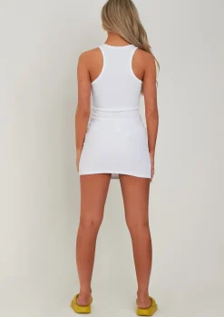 Shop Maya White Racer Ribbed Mini Dress Women Dresses