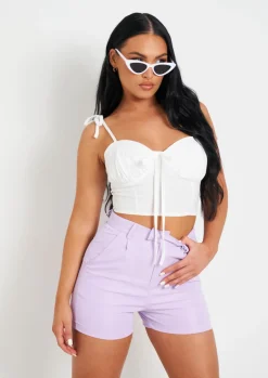 Meilani White Woven Tie Strap Crop Top^Missy Empire Cheap
