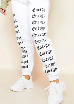 Clearance Melila White And Black Angel Energy Slogan Joggers Women Loungewear