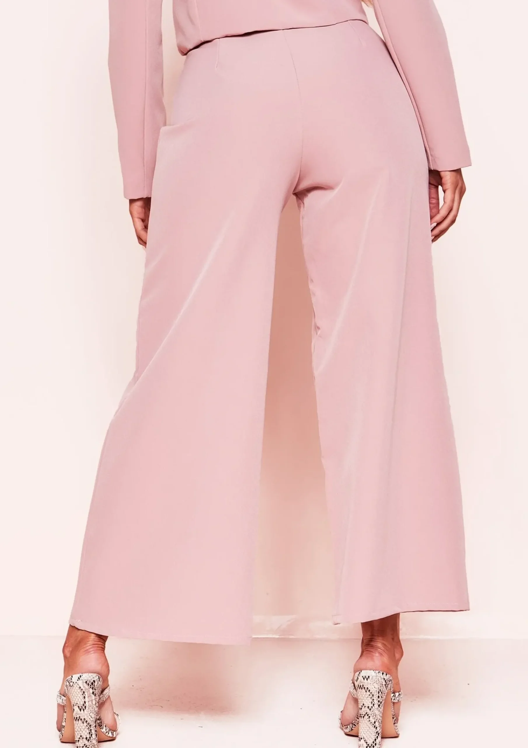Discount Meri Pink Button Wide Leg Culottes Women Trousers
