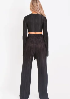 Best Sale Mia Black Plisse High Waisted Trouser Women Trousers