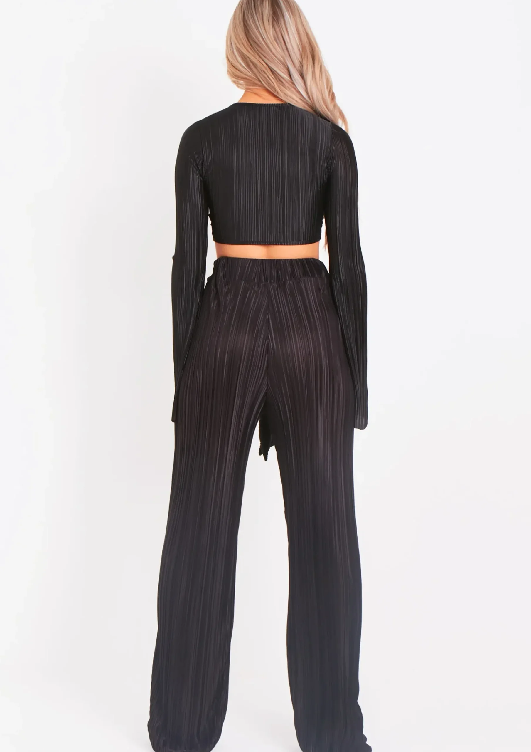Best Sale Mia Black Plisse High Waisted Trouser Women Trousers
