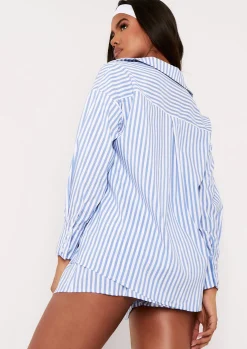 Micah Blue Pinstripe Shirt^Missy Empire Sale