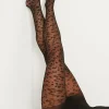 Sale Mila Black Leopard Print Tights Women Socks & Tights