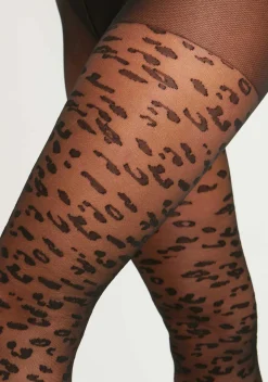 Sale Mila Black Leopard Print Tights Women Socks & Tights