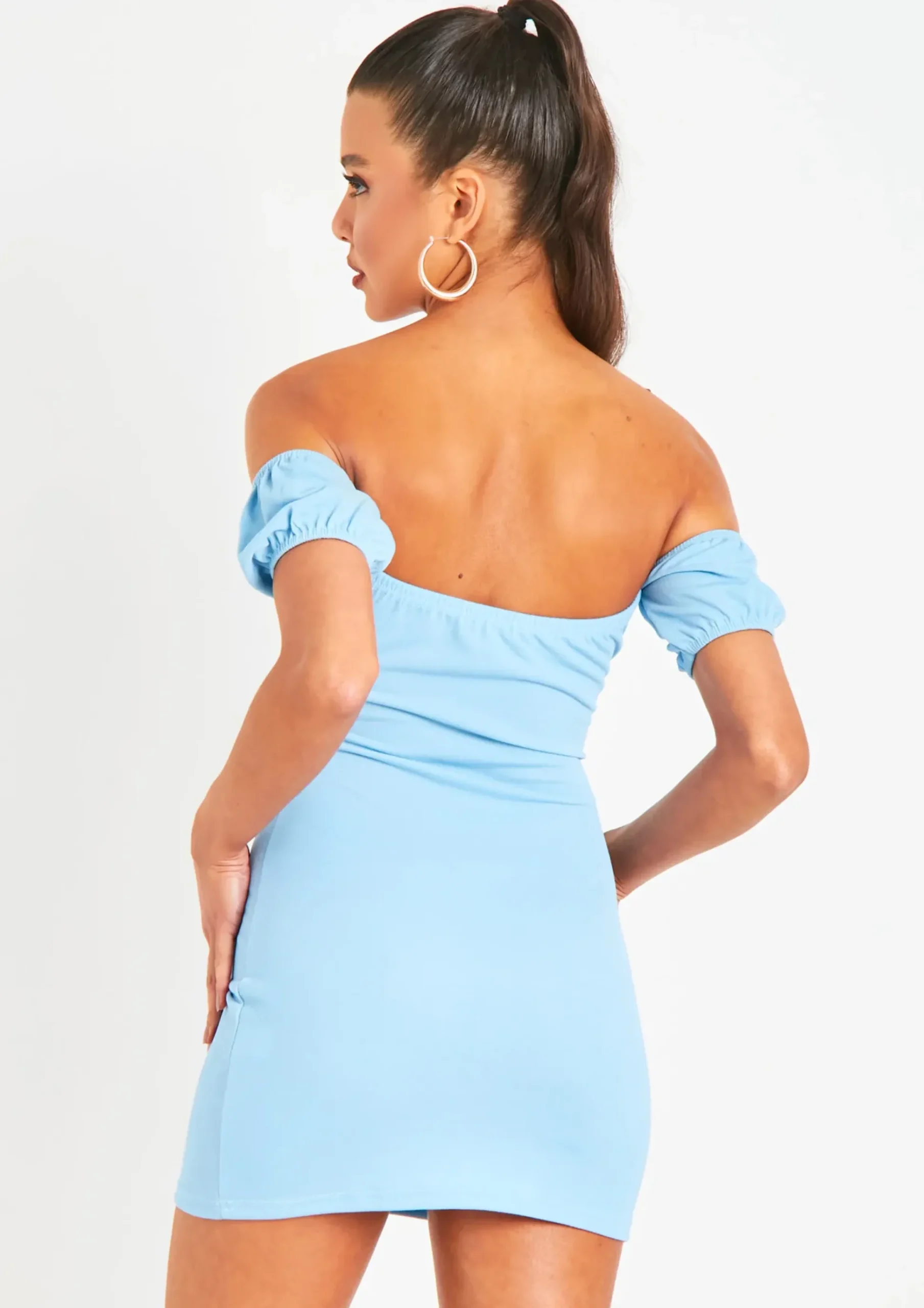 Online Mila Blue Frill Tie Milkmaid Mini Dress Women Dresses