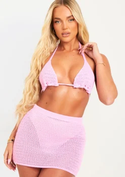 Mila Pink Crochet Bralet^Missy Empire Outlet