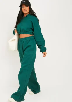 Cheap Millie Green Seam Front Wide Leg Jogger Women Tracksuits